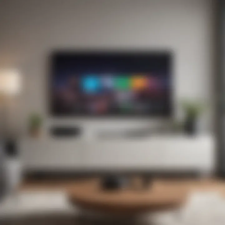 User interacting with a Sonos soundbar in a modern living room setup.