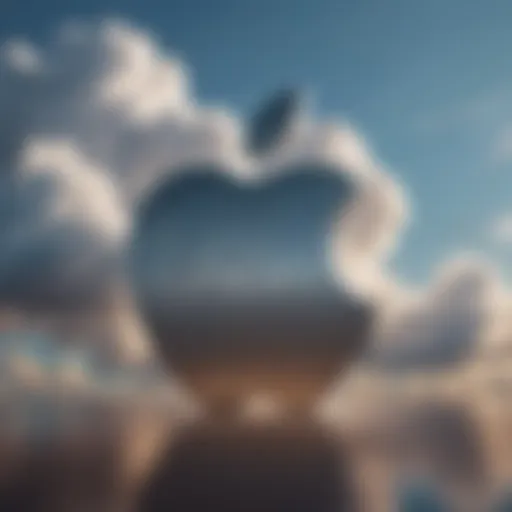 Illustration depicting Apple iCloud logo and cloud symbol