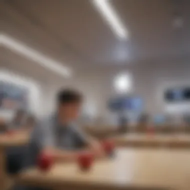 Apple Store Community Workshop Initiatives Community workshop at an Apple Store highlighting educational initiatives