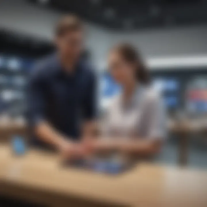 Interior design of an Apple Store emphasizing customer interaction