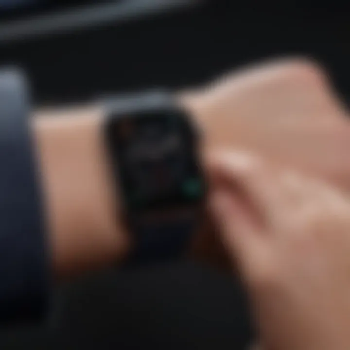 Close-up of Apple Watch SE screen displaying activity tracking