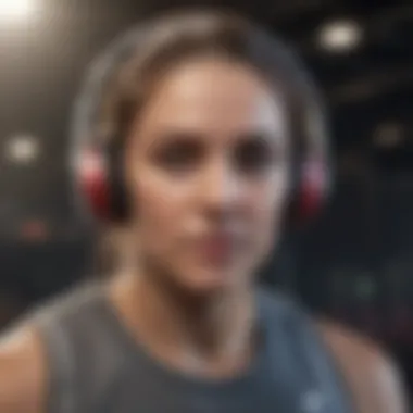 Immersed Athlete Engaging with Beats Technology Athlete in intense focus wearing Beats headphones