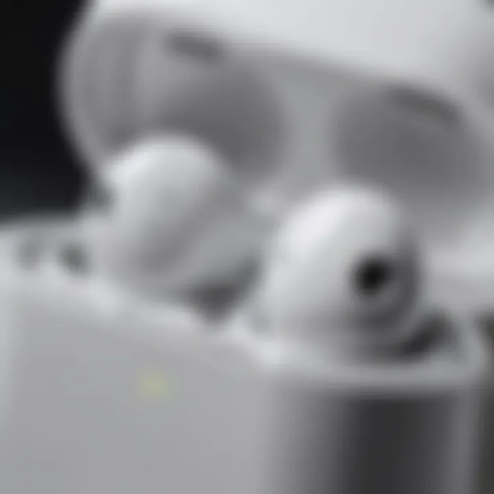 Close-up of AirPods highlighting their design and features