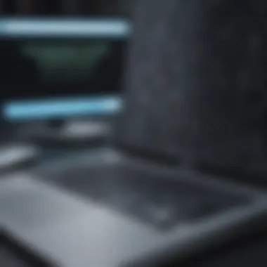 Futuristic Binary Integration with Macbook Binary code flowing into Macbook