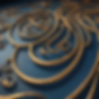 Abstract blue and gold swirls artistic backdrop