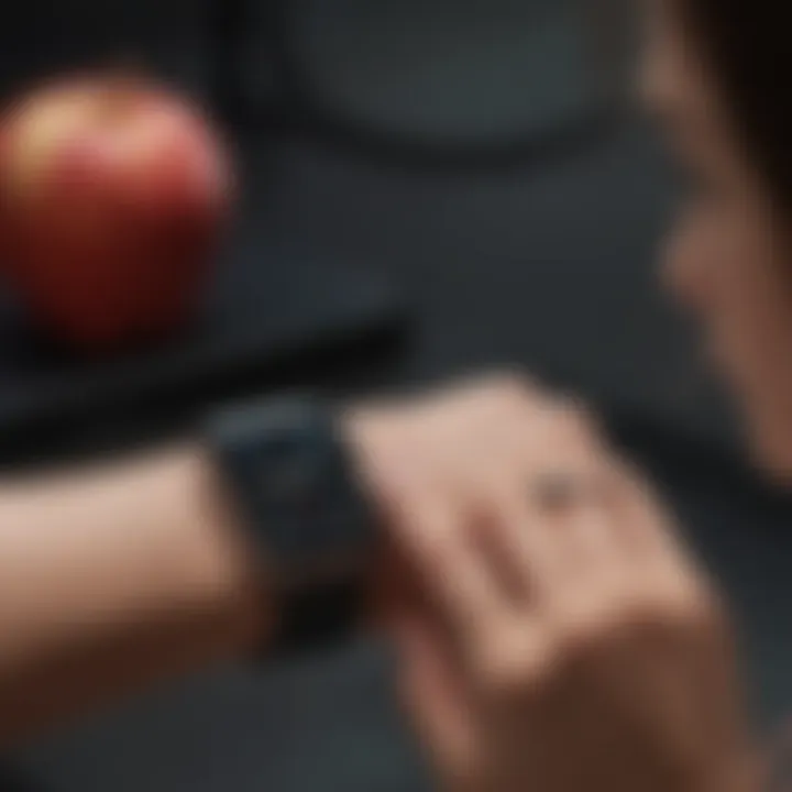 An Apple Watch on a wrist engaged in a fitness activity