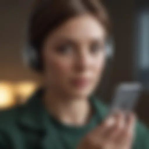 A person using an Apple device to contact support