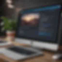 Illustration of a MacBook screen displaying software management options
