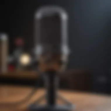 High-quality microphone connected to iPhone for recording