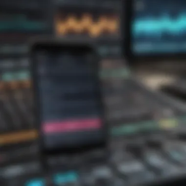 Music production software interface displayed on iPhone