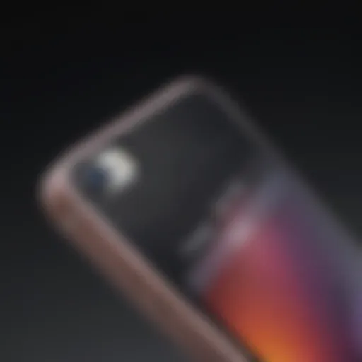 Close-up view of the iPhone SE showcasing its design and features