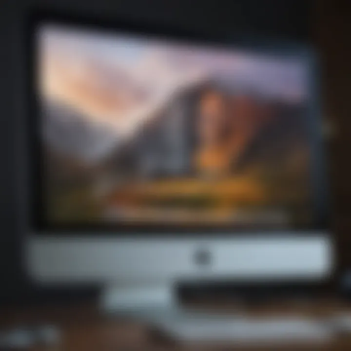 Close-up of iMac specifications on a screen