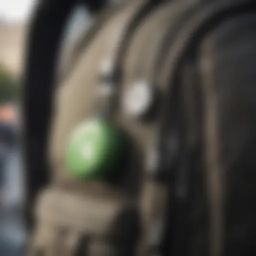 Apple AirTag on a backpack
