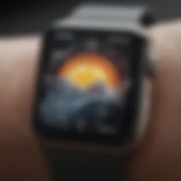 An Apple Watch displaying a detailed weather forecast