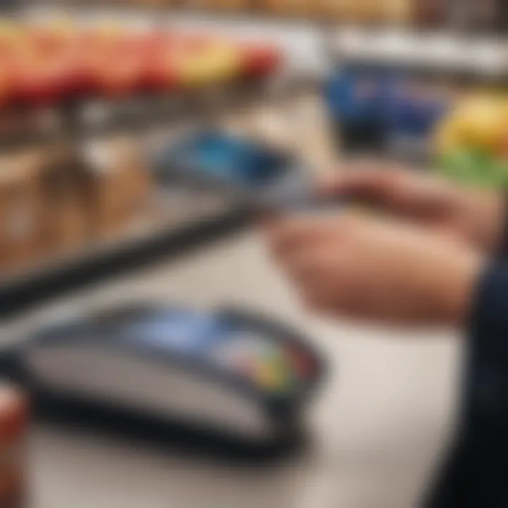 Customer Making Payment with Apple Pay at Aldi Checkout