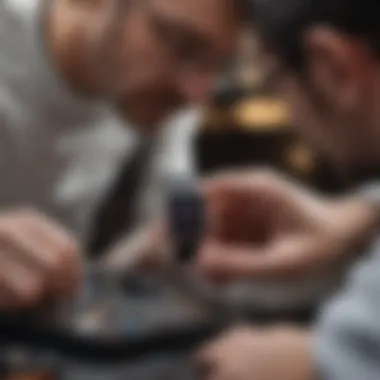 Technician delicately repairing Apple Watch screen