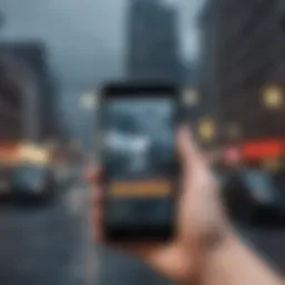 User interacting with a comprehensive weather application on a smartphone