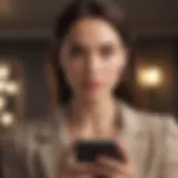 Elegant woman using iPhone