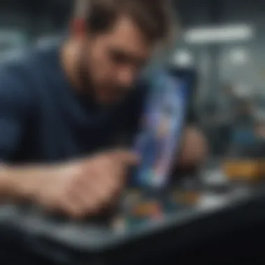 Navigating iPhone XR Repair Process Creative depiction of expert guidance in iPhone XR screen repair
