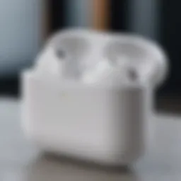 Close-up view of the new AirPods Pro showcasing design and features
