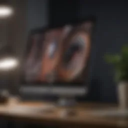 Detailed view of the Apple LG UltraFine Display showcasing its sleek design.