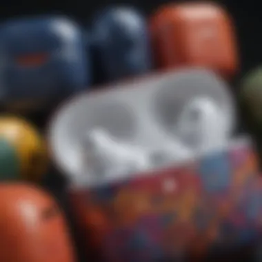Unique Custom Air Pod Pro Designs A close-up view of custom Air Pod Pro designs showcasing unique colors and patterns.