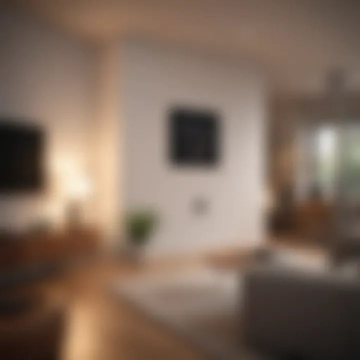 A modern living room showcasing HomeKit compatible devices