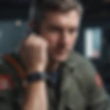 Using Emergency SOS in Critical Moments Illustration of an individual using the Apple Watch during an emergency
