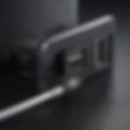Close-up view of a Mac Display Port Adapter showcasing its ports and connectors.