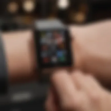 Visual representation of the Apple Watch interface showing Find My iPhone feature.