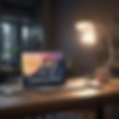 Power and Elegance of the MacBook A MacBook with a stunning Retina display in a workspace