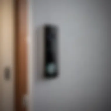 Modern Integration of Video Doorbells A sleek video doorbell mounted at the entrance of a modern home.