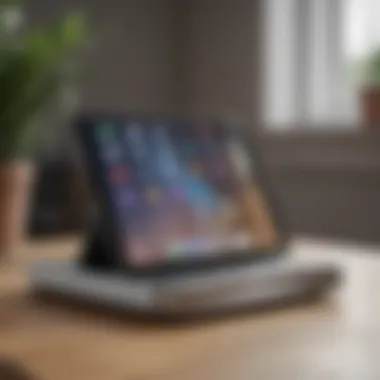 Close-up of iPad Pro 12.9 on a charging dock