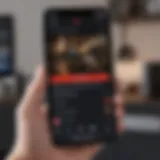 YouTube TV app interface on iPhone