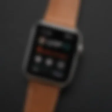 Customized App Layout on Apple Watch Close-up of an Apple Watch displaying customized app layout