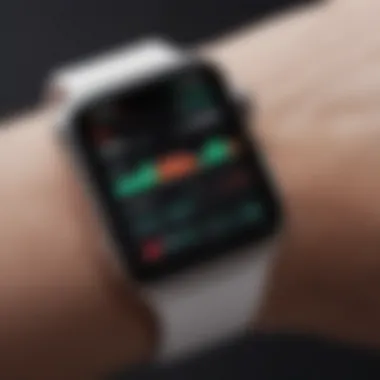 Health Metrics Dashboard on Apple Watch Apple Watch displaying health metrics in an organized dashboard
