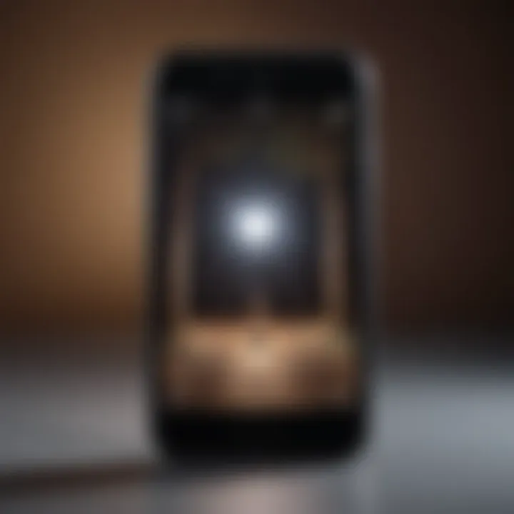 Flashlight icon on smartphone screen