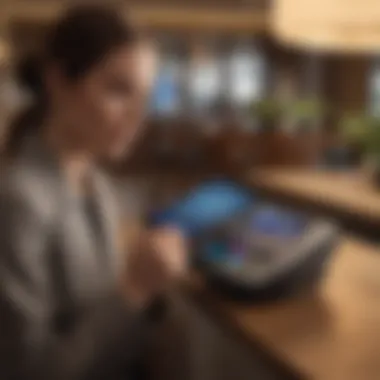 Guest using Apple Pay at hotel check-in