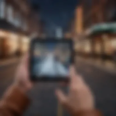 Conceptual image of a person using a smartphone to track an iPad