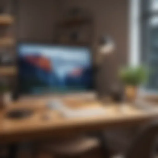 A sleek MacBook Pro on a modern wooden desk