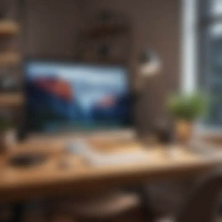 A sleek MacBook Pro on a modern wooden desk