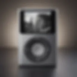 A close-up of the sleek design of the iPod showcasing its unique features.