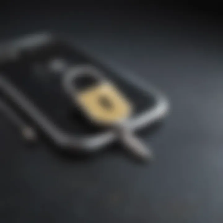 Lock and key on iPhone screen