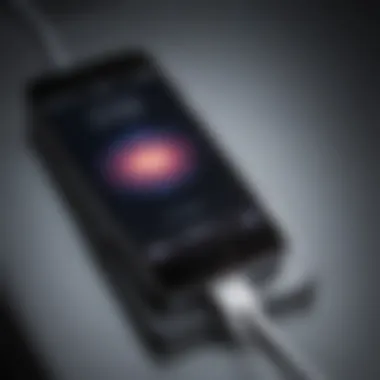 Close-up of iPhone SE charging indicator