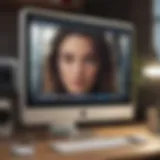 Illustration of a Mac computer with FaceTime interface