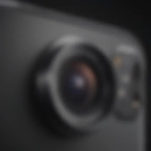 Close-up view of an iPhone showcasing its advanced camera features.