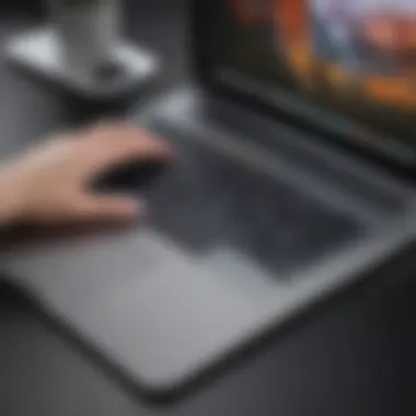 Illustration showing MacBook trackpad with right-click gesture