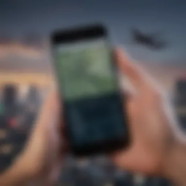 Close-up of a mobile device showcasing a flight tracking app