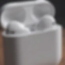 Close-up of AirPods showcasing design and features