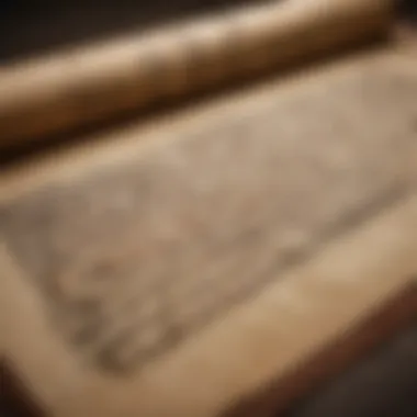 Ancient parchment scroll with intricate calligraphy